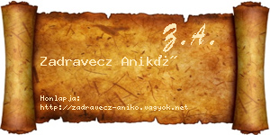 Zadravecz Anikó névjegykártya